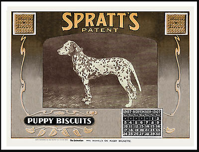 Dalmatian On Great Vintage Style Dog Food Calendar Advert Art Print Poster