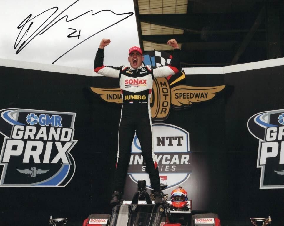 Rinus Veekay Autographed 2021 Indycar Winner 8x10 Photo