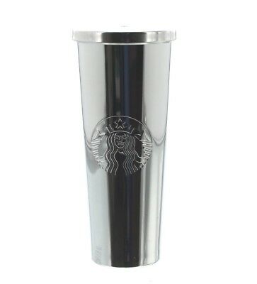 Starbucks 24 Oz. Stainless Steel Silver Siren Cold Cup Tumbler With Straw