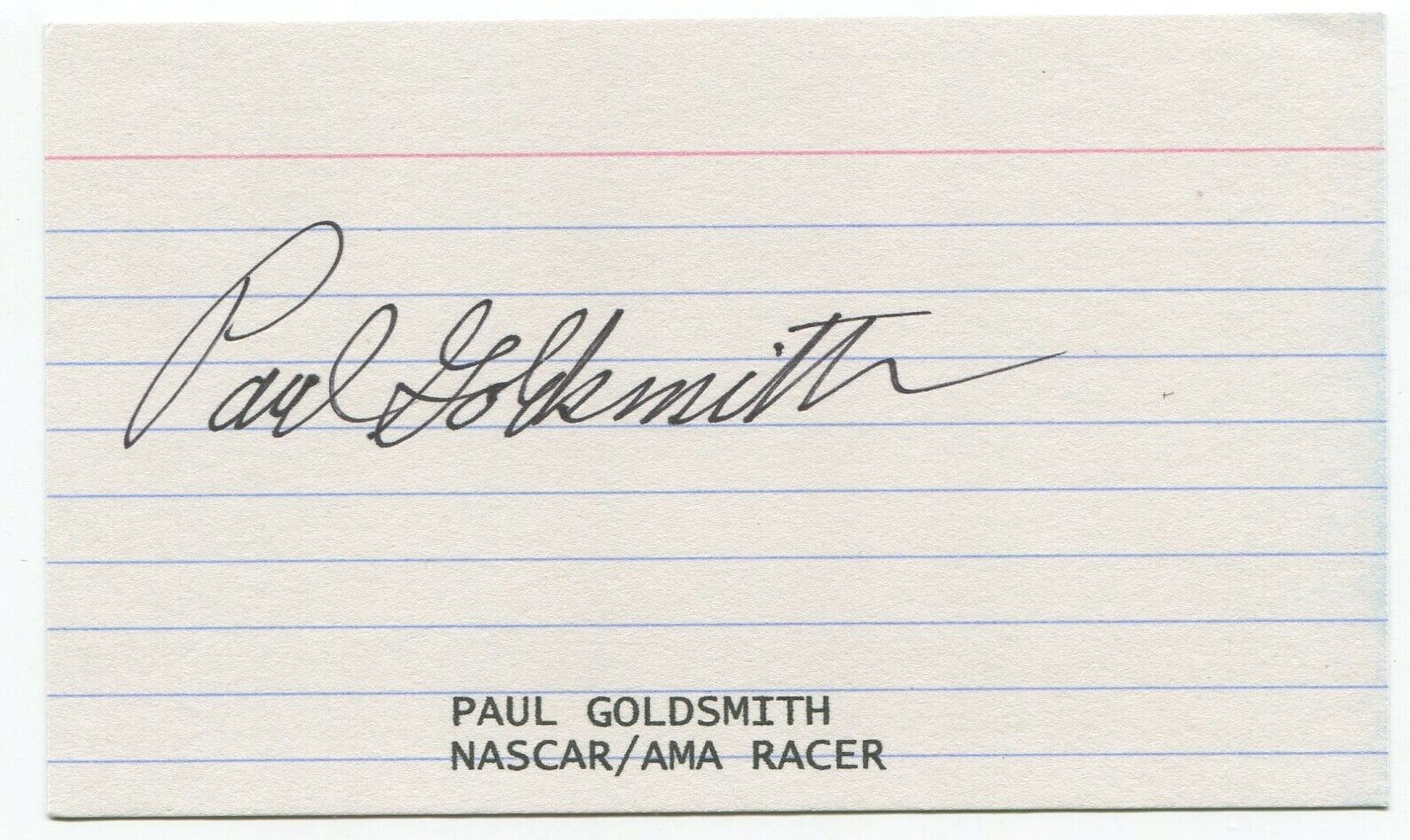 Paul Goldsmith Signed 3x5 Index Card Autographed Signature Nascar Race Driving