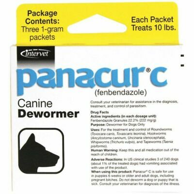 Panacur Dog Wormer Up To 10 Pounds 1gm 3 Pack Dewormer Tapeworms