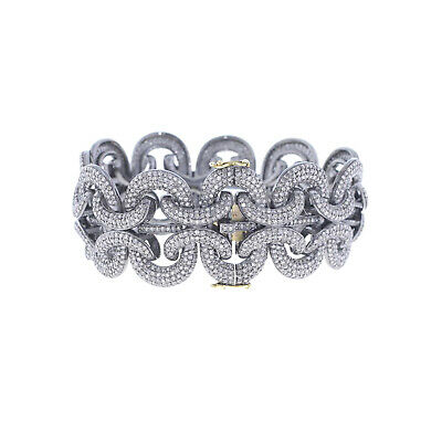 925 Sterling Silver Rose Cut Diamond Bracelet Victorian Vintage Style Jewelry