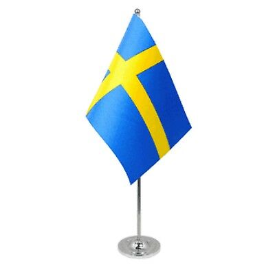 Sweden Satin & Chrome Premium Table Flag