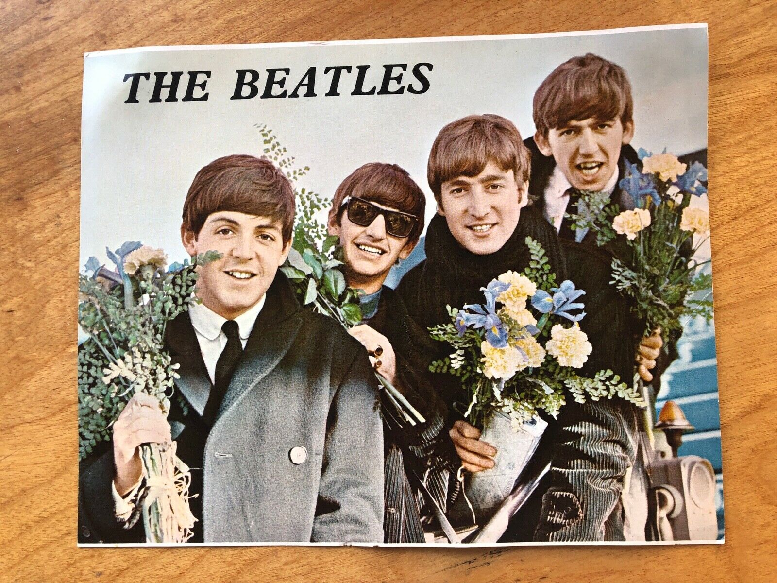 Vintage The Beatles Color Wall Poster John Paul George & Ringo Bouquet Flowers