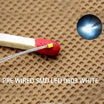 T0603w 20pcs Pre-soldered 0603 Smd Led Micro Litz Wired Leads Bright White New