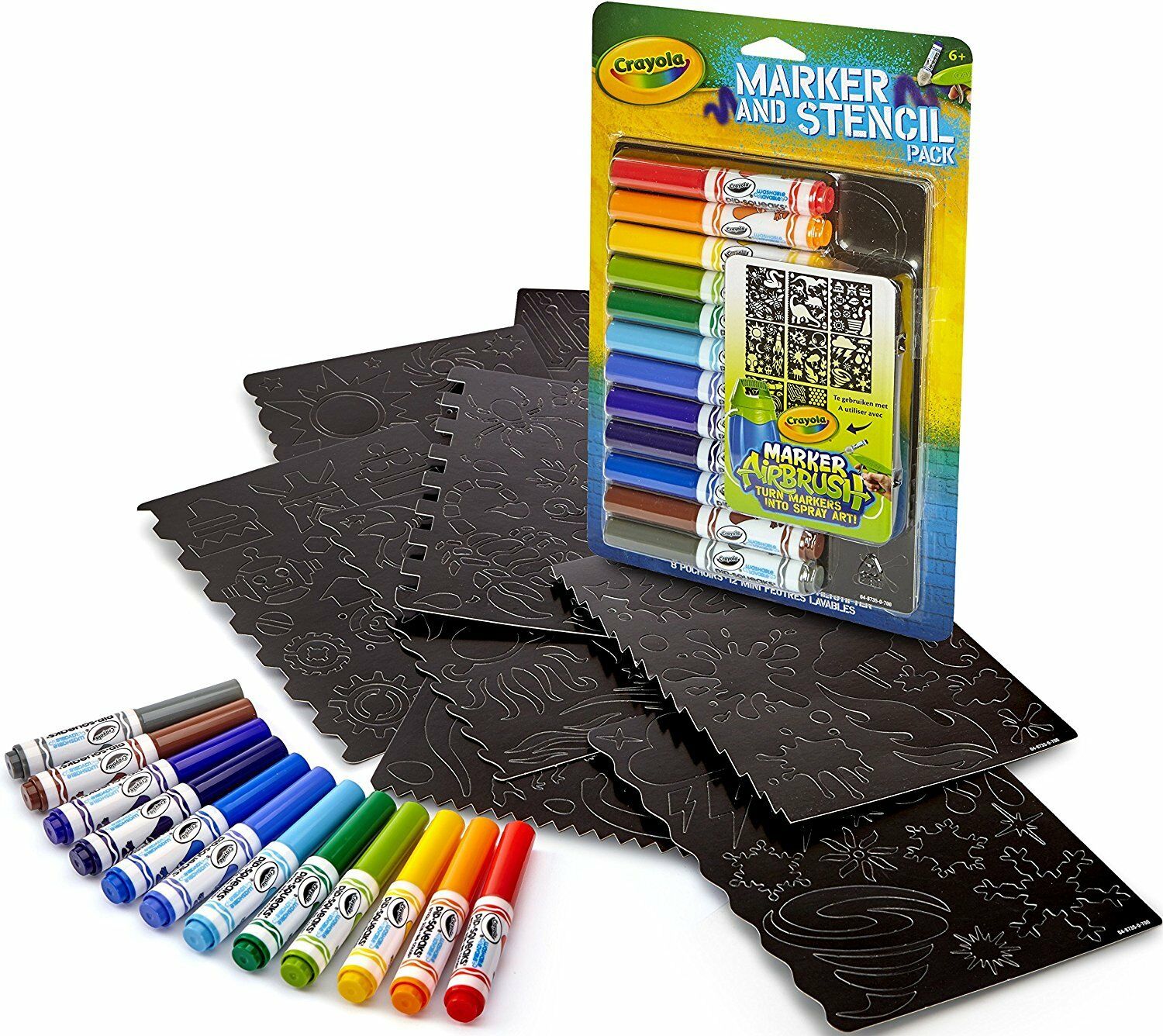 Crayola Airbrush Marker And Stencil Pack 04-8735 ~~free Shipping~~ Kids Toy Gift