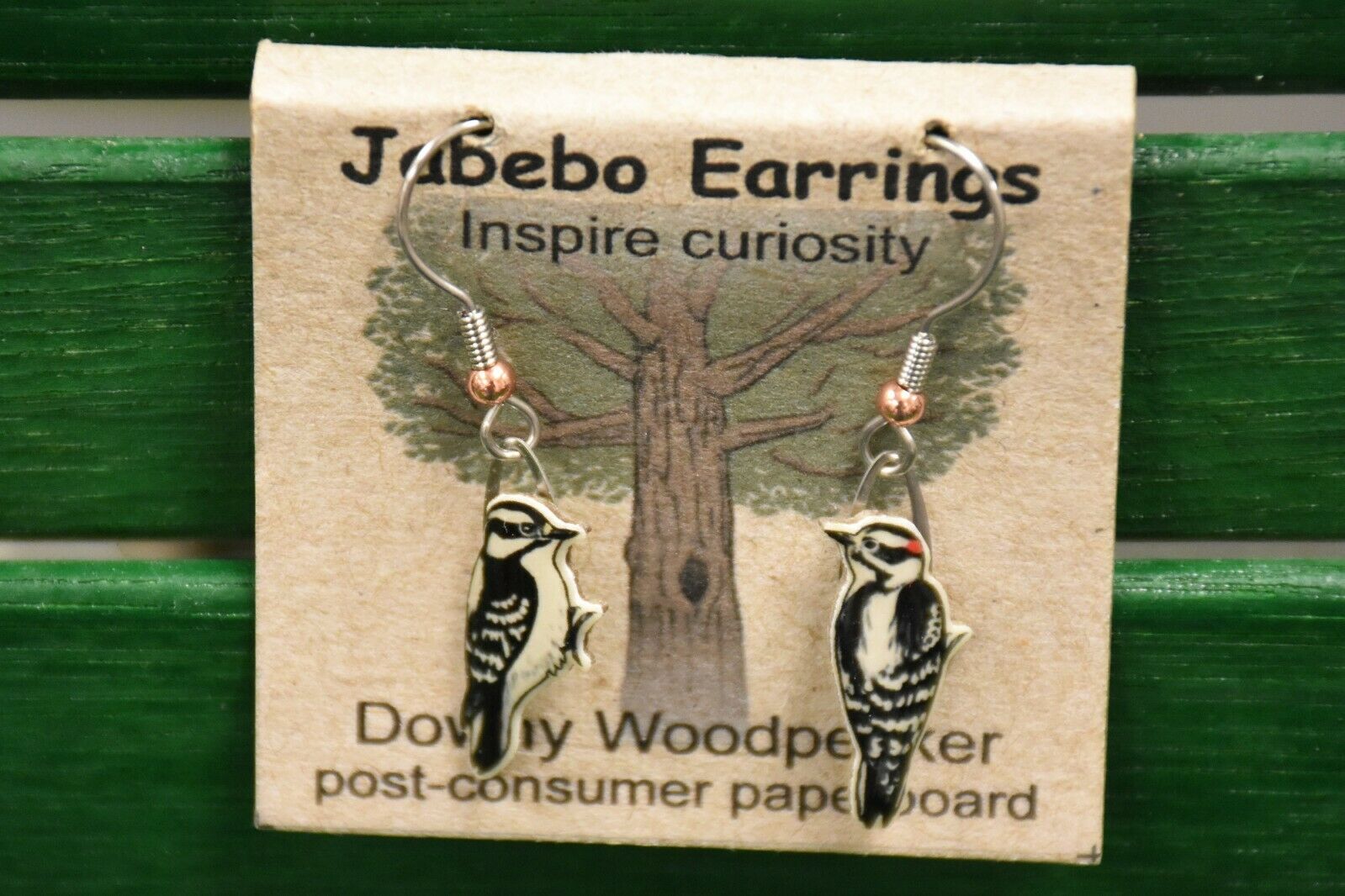 Jabebo Earrings Downy Woodpecker