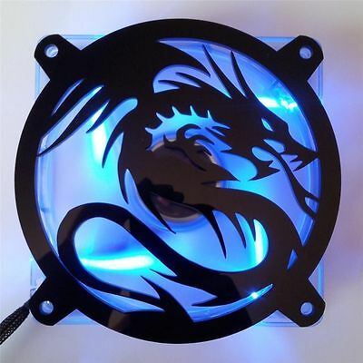 Custom 80mm Flying Dragon Computer Fan Grill Gloss Black Acrylic Cooling Cover