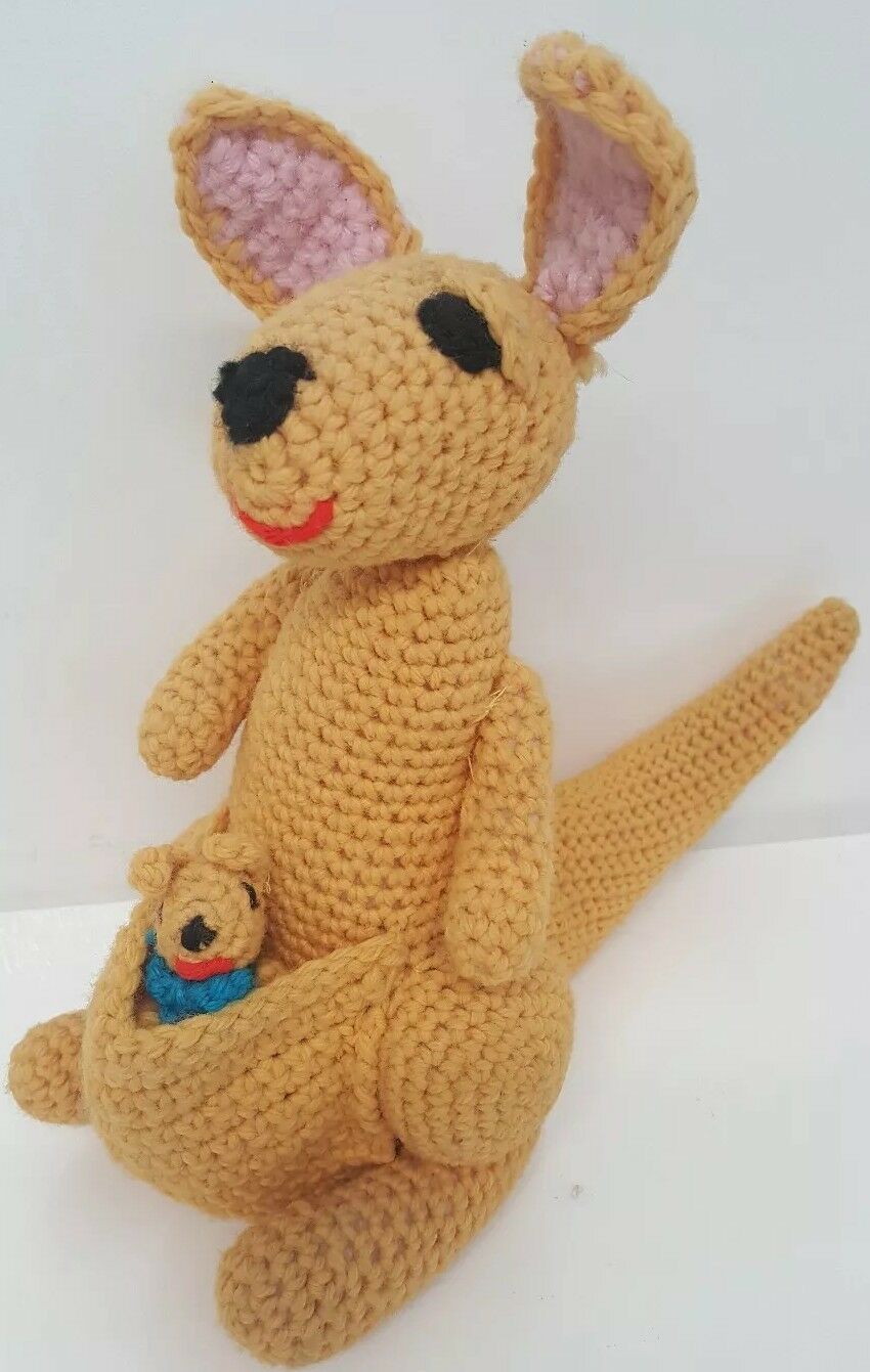 Homemade Doll 9" Winnie The Pooh Kanga & Roo Kangaroo Rare One Of A Kind Animal