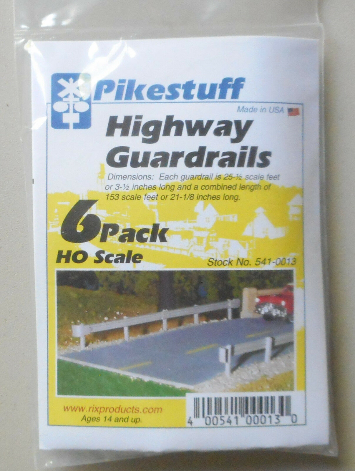6 Pack Ho Highway Guard Rail Kit Ho 1:87 Scale Layout Diorama Pikestuff 13