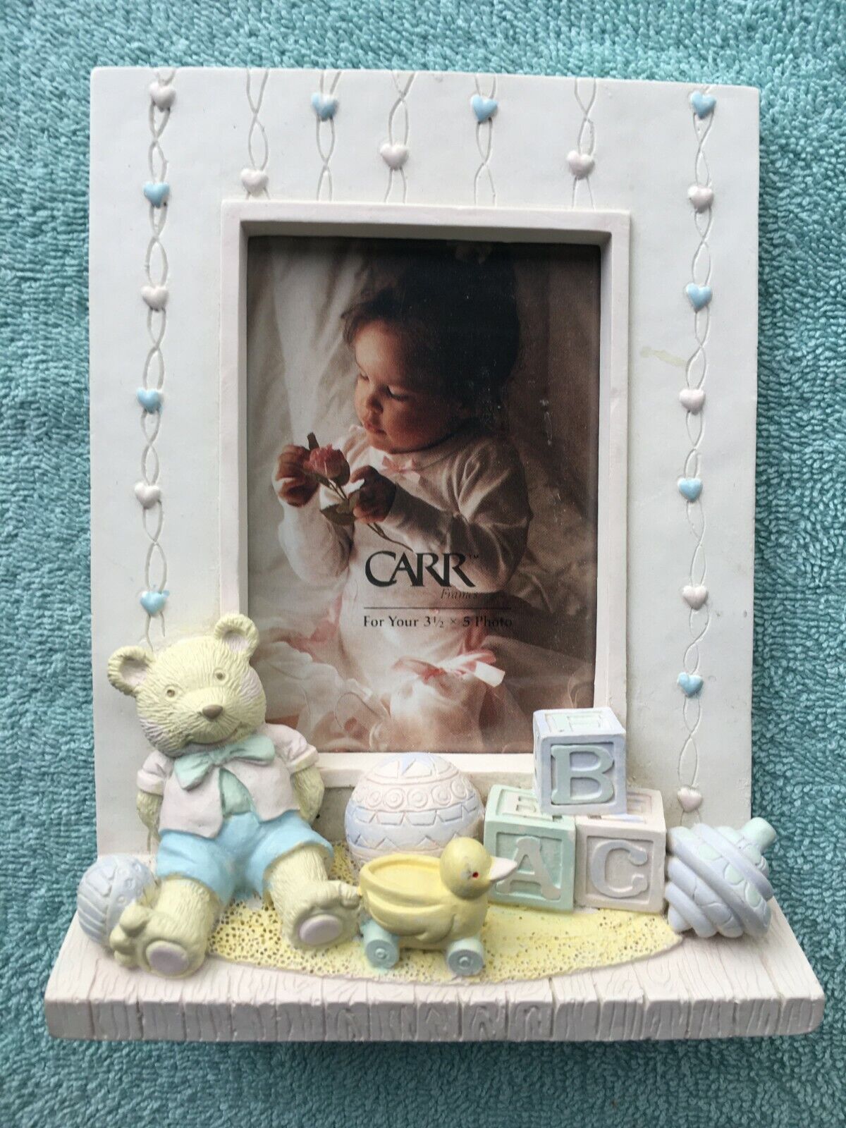 Carr 3-d Teddy Bear Baby Picture Frame For 3 ½ X 5 Photo (new)