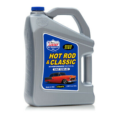 Lucas Oil Hot Rod & Classic Car Sae 10w-40 Hp High Performance Motor Oil, 5 Qt.