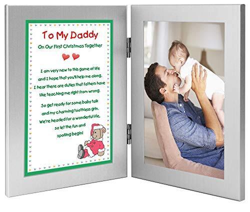 New Father Christmas Gift Poem From Baby To Daddy Add 4x6 Inch Photo To Frame