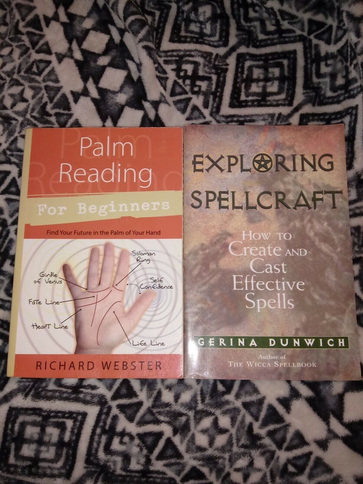 Lot Of 2 Wiccan/pagan Books-palm Reading For Beginners & Exploring Spellcraft