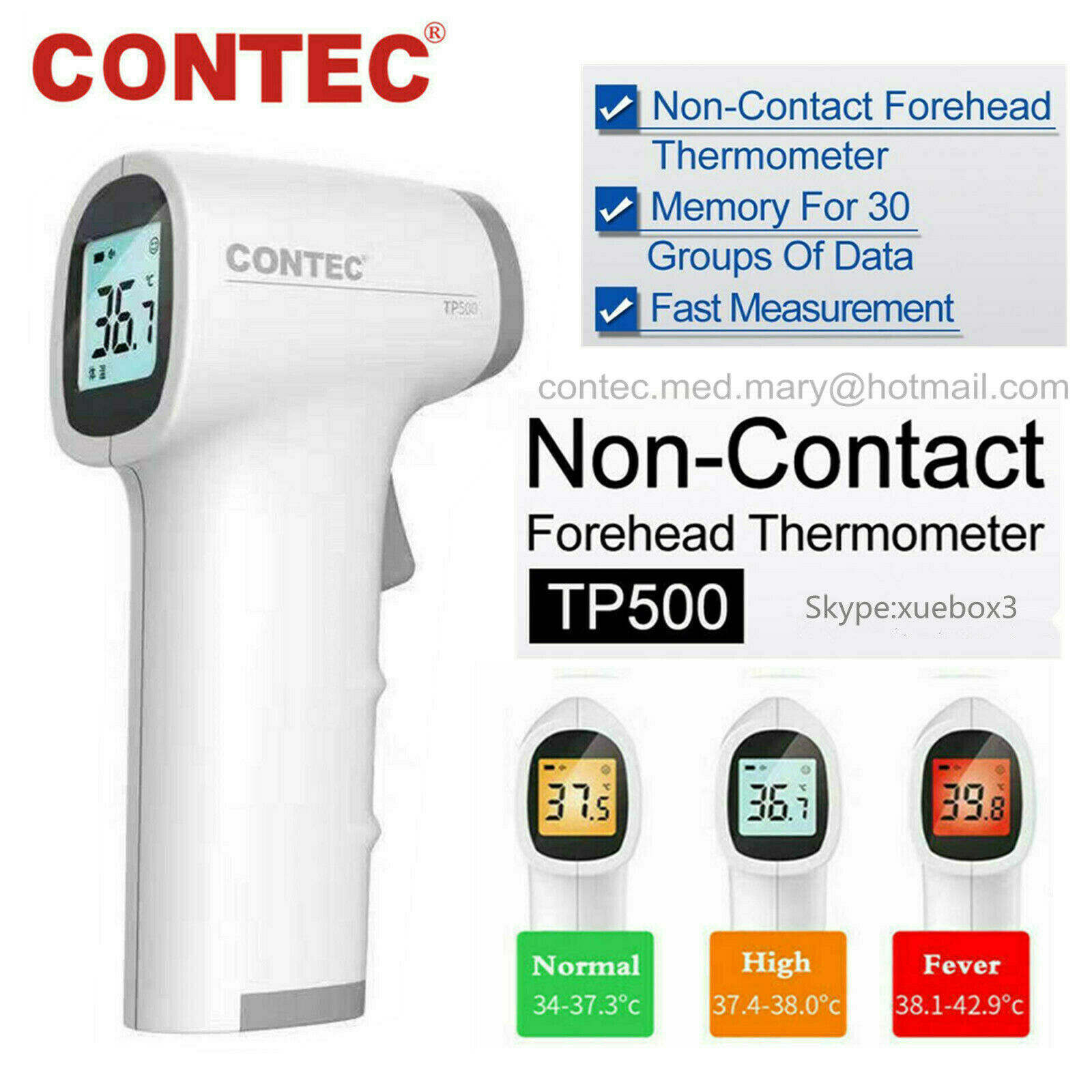 Tp500  Thermometer Non-contact Infrared Gun Digital Forehead Body Adult Baby New