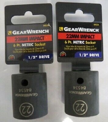 Gearwrench 84534 1/2" Dr 6pt. Impact Socket 22mm 2pcs