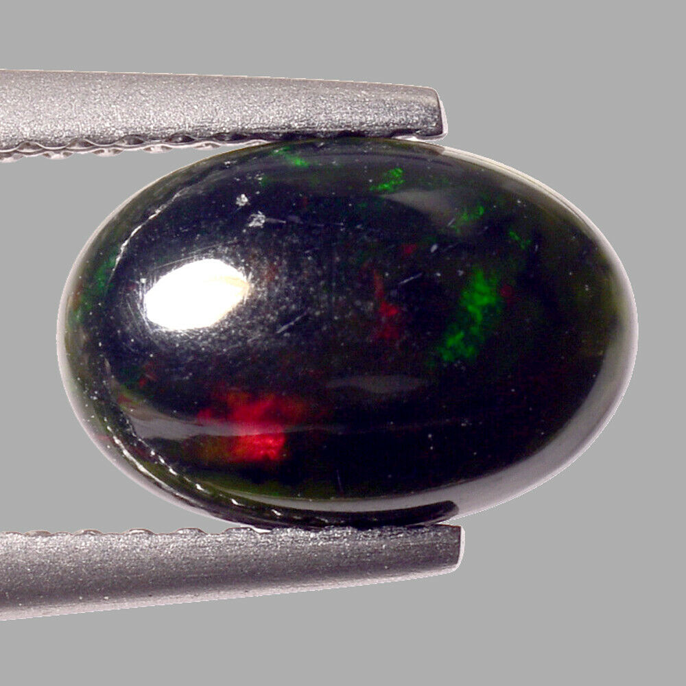 1.21cts Red & Green Fire On Blue Cabochon Oval Black Opal Gemstone "see Video"
