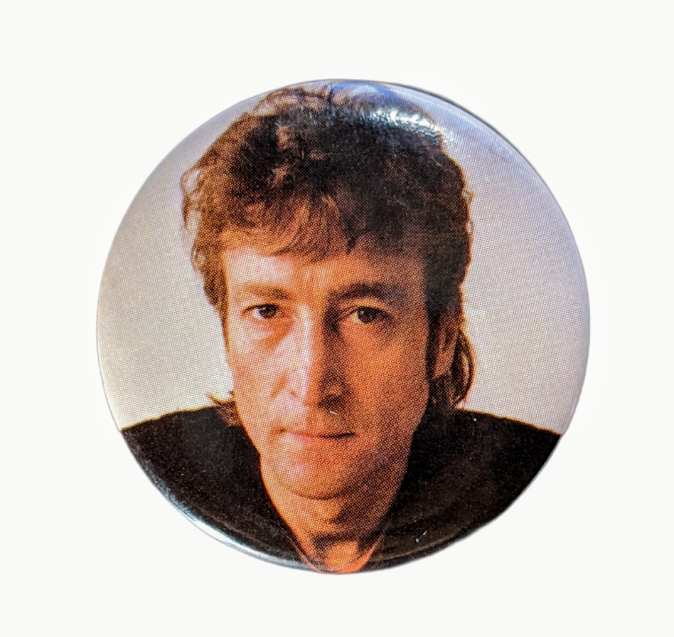 Vintage The Beatles John Lennon No Glasses 1970's Music Pin-back Pin Button Rock