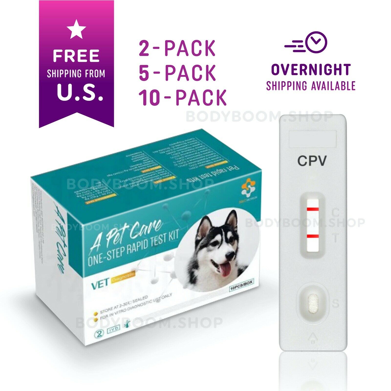 Canine Parvovirus Rapid Test Kit (10, 5 Or 2) Parvo Virus Home Tests F. Dogs Cpv