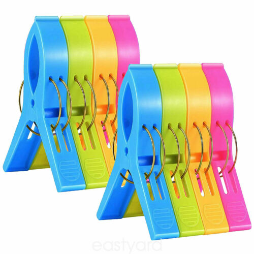 8x Beach Chair Towel Clips Large Sunbed Pegs Lounger Holder Clamps Windproof Set