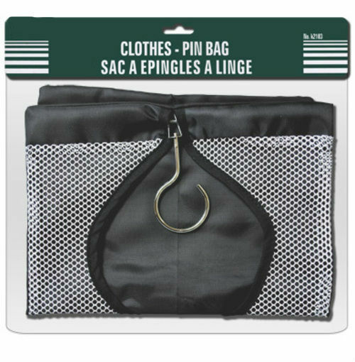 Hanging Clothespin Bag Clothes Pin Storage Laundry Bar Clothesline- Black Mesh