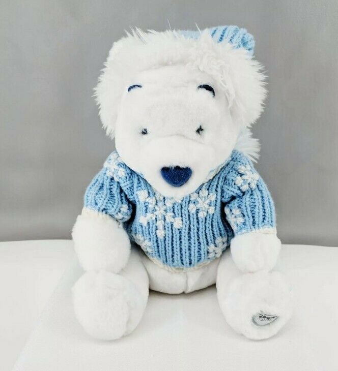 Winnie Pooh White Plush Bear Disney Store Exclusive Stuffed Snowflake 13” Tall