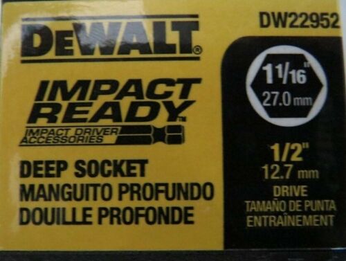 Dewalt Dw22952 1-1/16" Impact Ready Deep Socket 1/2" Drive 6 Point