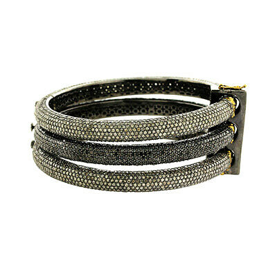 925 Sterling Silver Diamond Black Spinal Bracelet Bracelet Rose Cut Jewelry