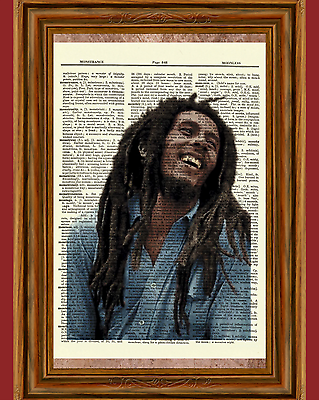 Bob Marley Dictionary Art Print Poster Picture Vintage Gift Musician Collectible