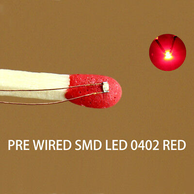 C0402r 20pcs Pre-soldered Micro 0.1mm Copper Wired Red Smd Led 0402 New