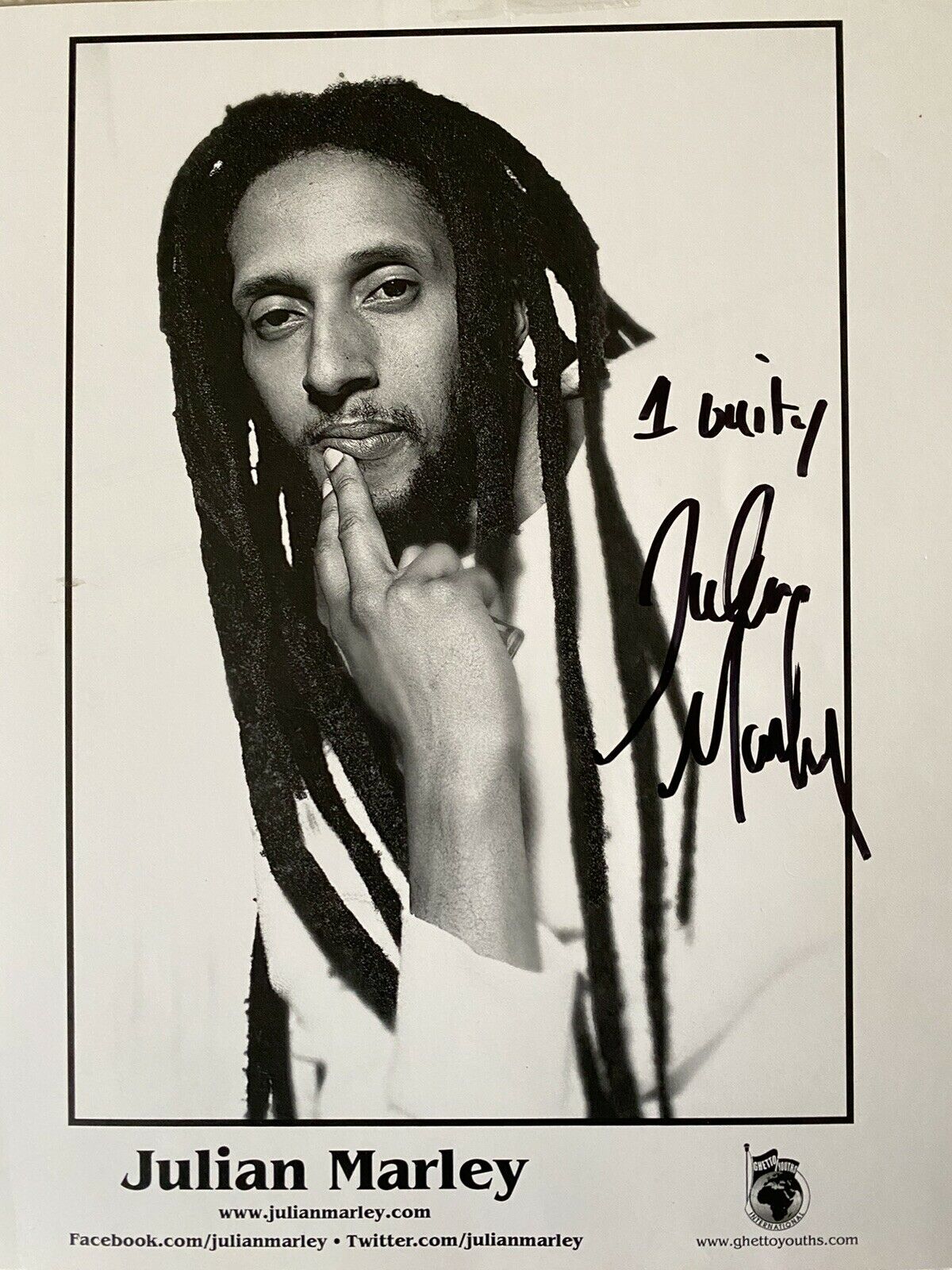 Julian Marley Autographed Photo  8 X 10…..