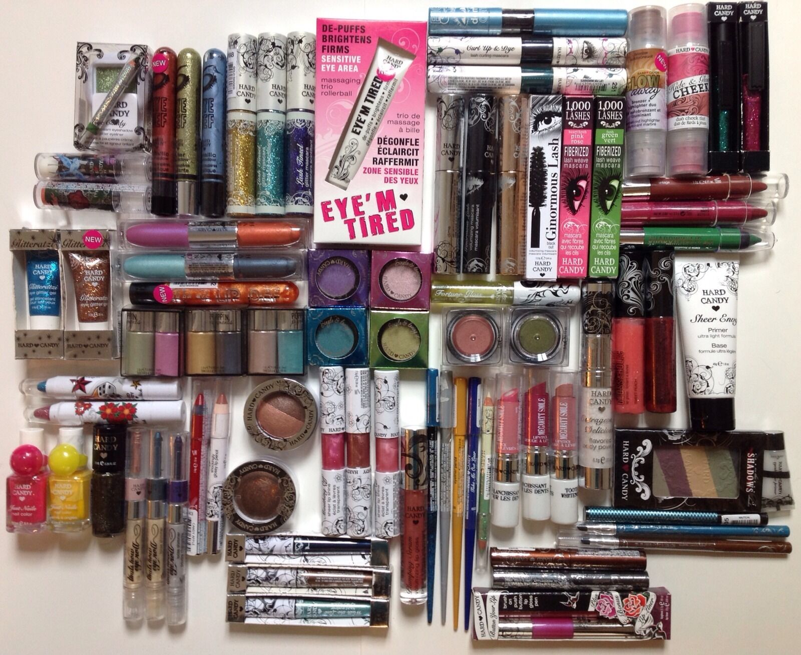 Lot Of 100 ~hard Candy Makeup Lot  Best Items! Eyes/nails/lips/face  No Dups!