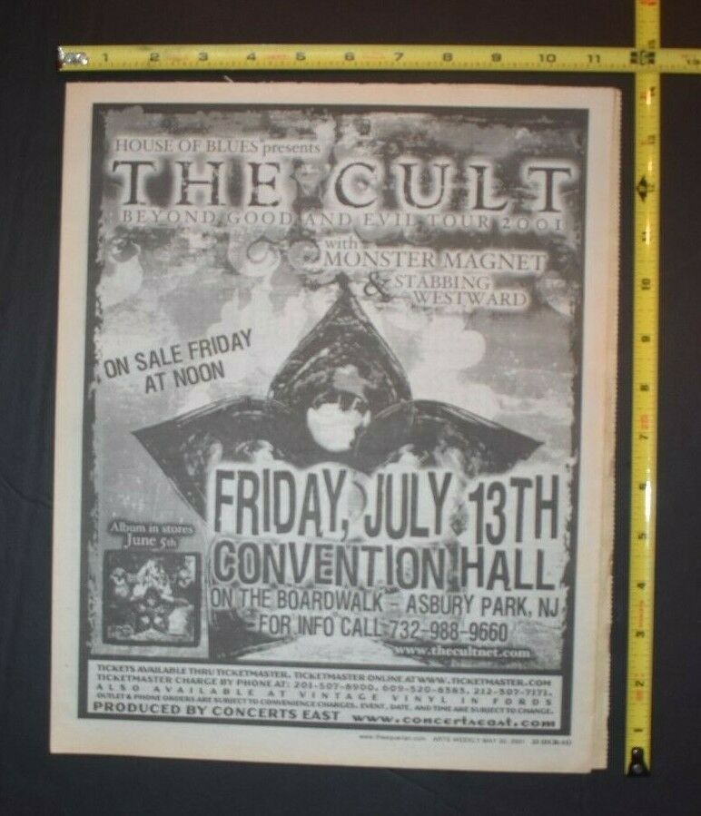 The Cult 2001 Concert Ad Beyond Good And Evil Asbury Park Nj