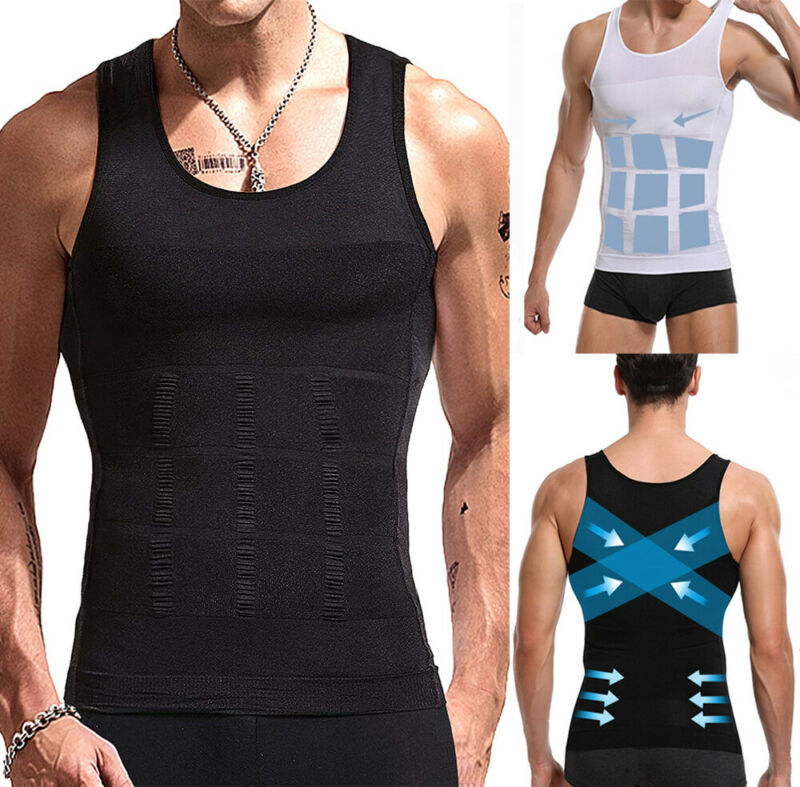 Men Slimming Body Shaper Posture Corrector Vest Abdomen Compression Shirt Tops