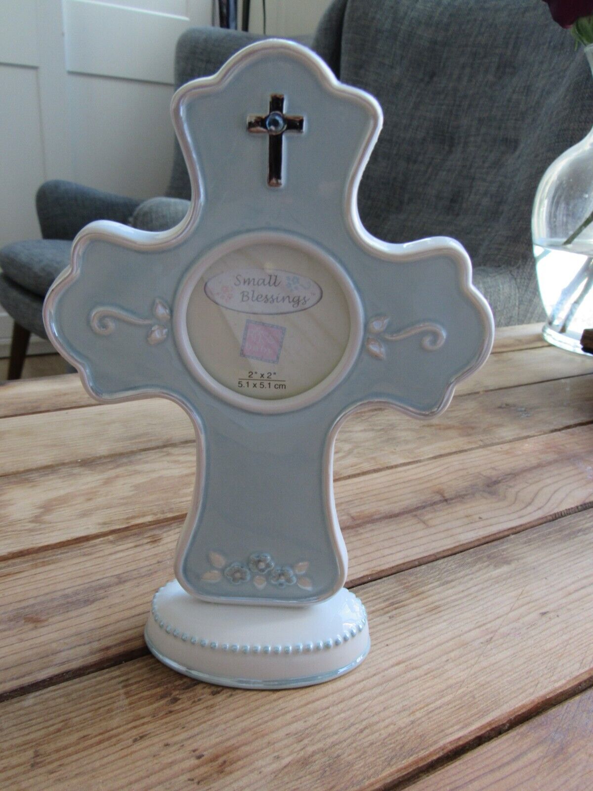 Russ Berrie Usa Gift Christian Cross Ceramic Small Religios  Gift Picture Frame