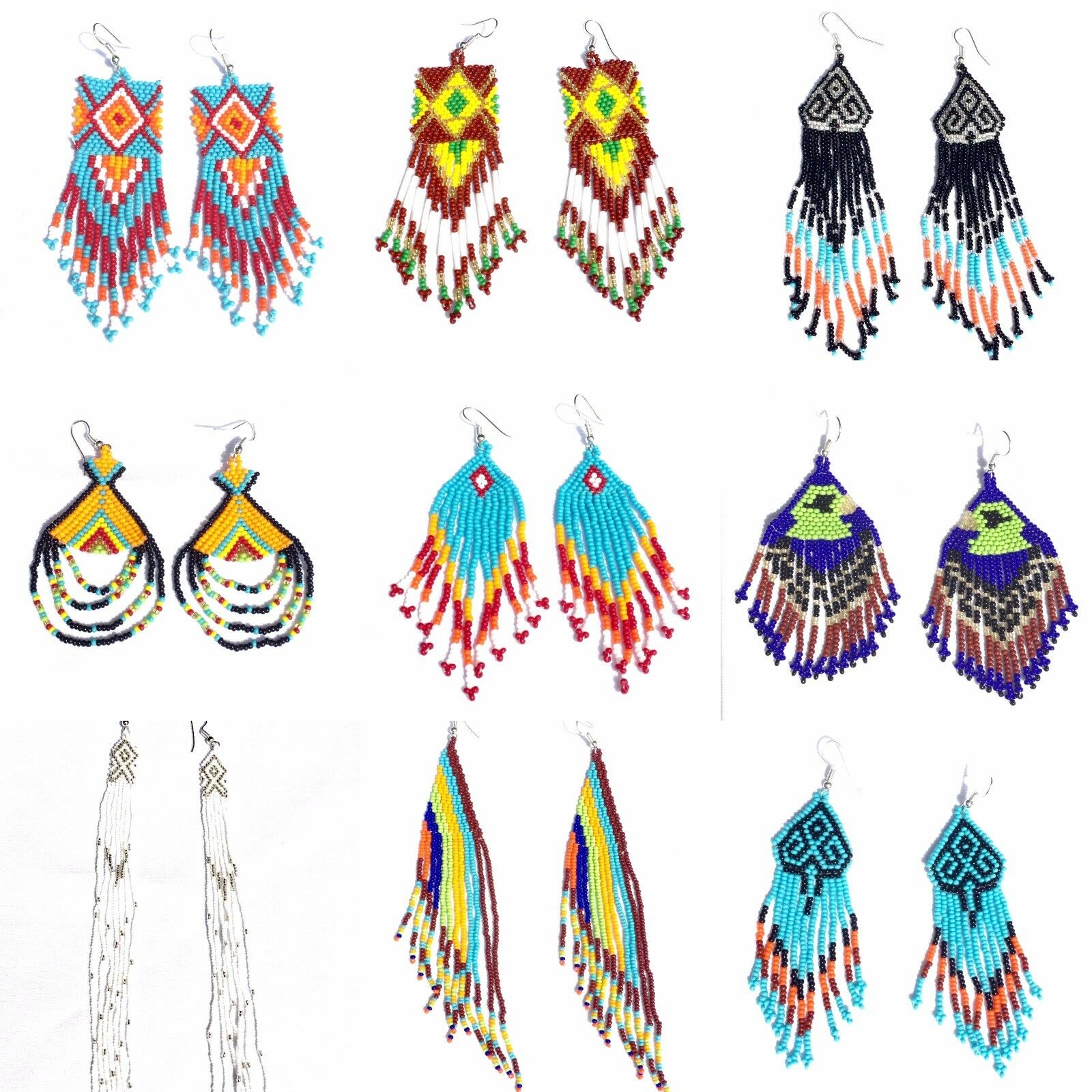 Handmade Long Women Beaded Chandelier New Design Trendy Fashion Hook Earrings