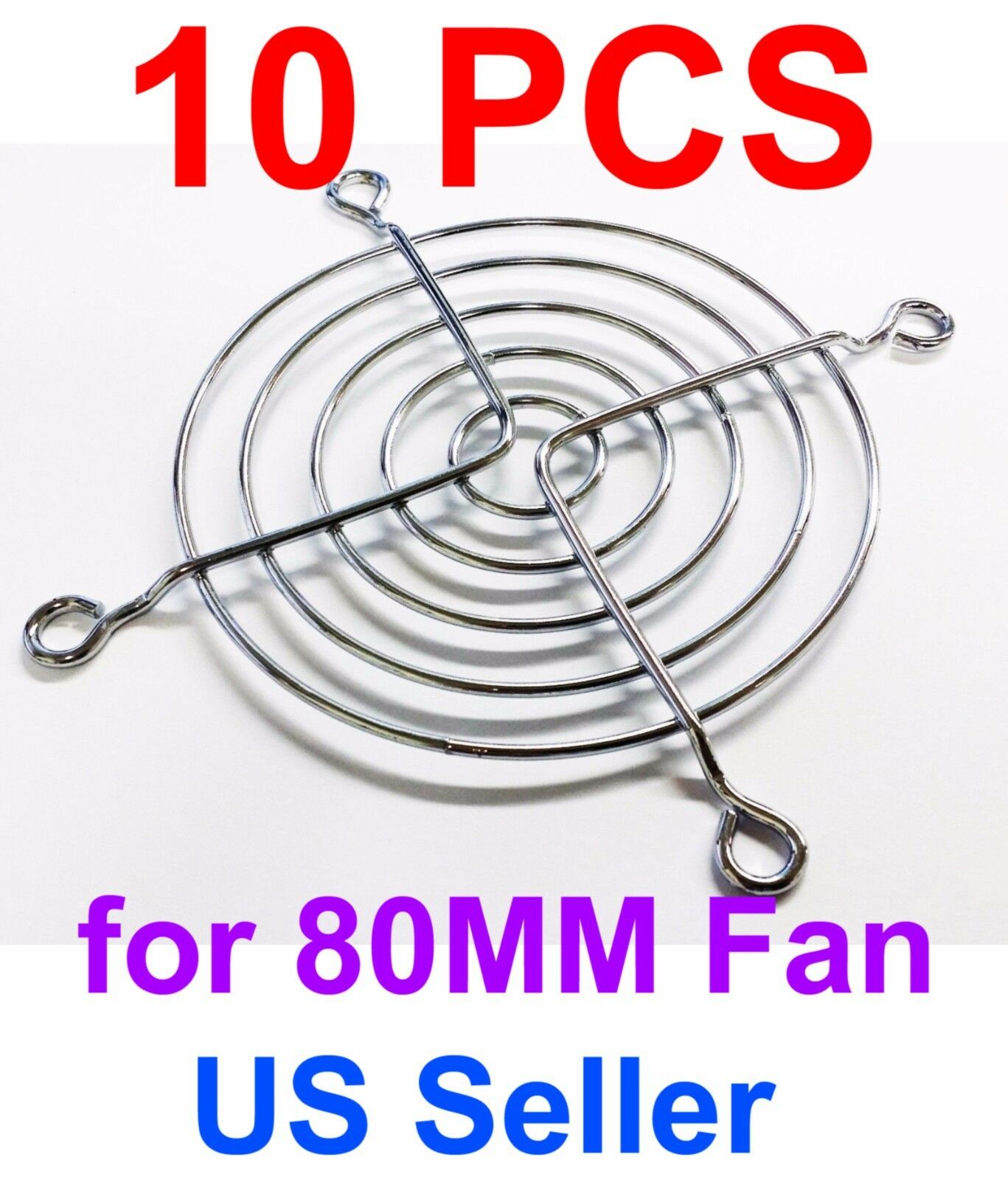 10 Pcs 80mm Chrome Metal Computer Pc Fan Grill Mounting Finger Guard Protection