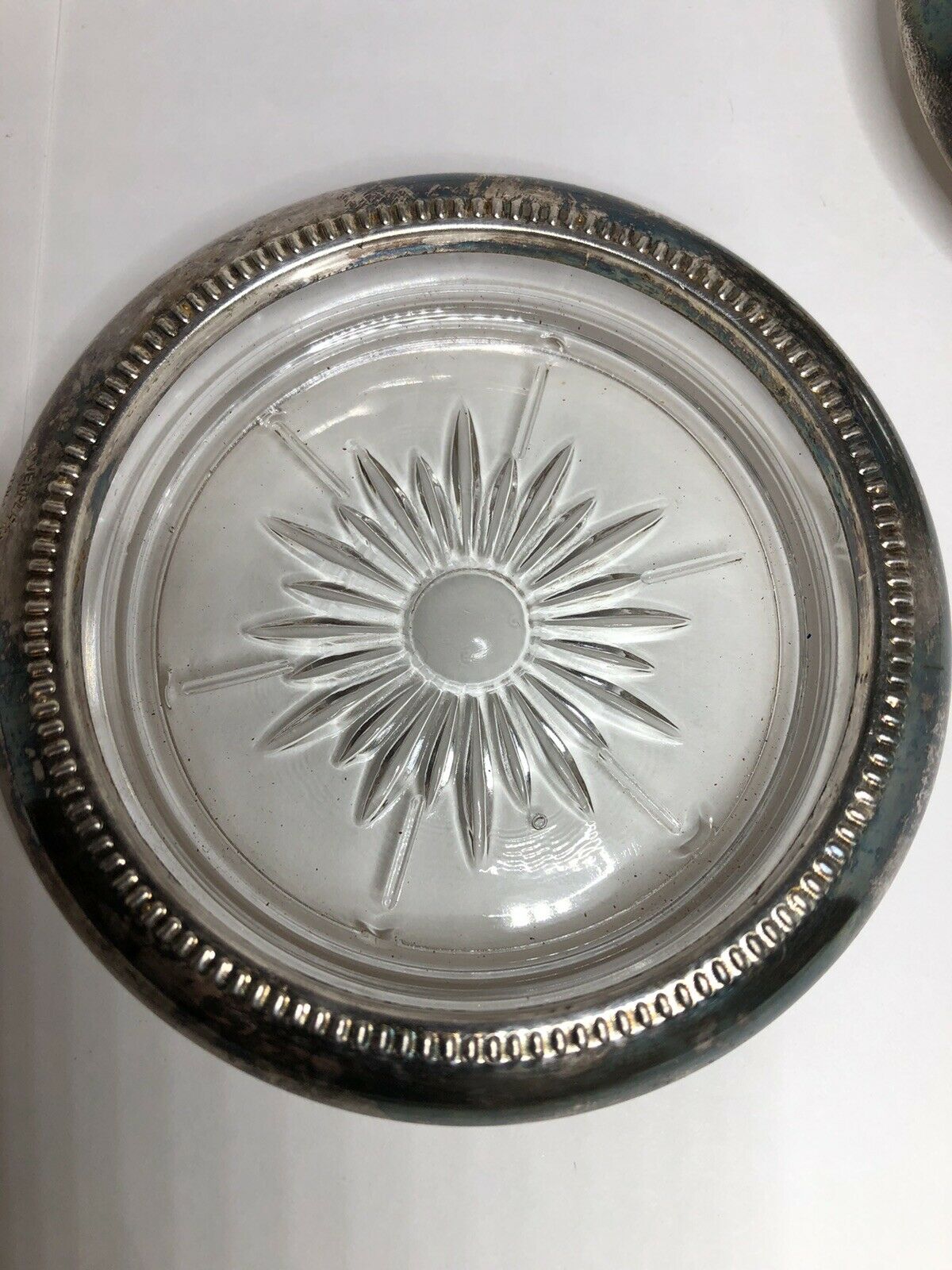 Vintage Leonard Italy Silver And Glass Coasters With Star/ Sun Cutouts Set Of 4
